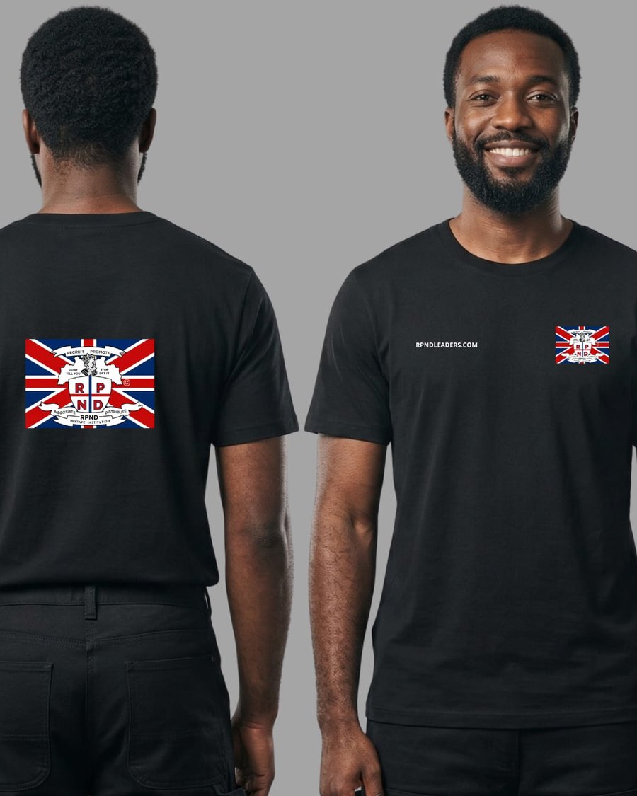 RPND t-shirt, front and back, with the Mixtape Institution crest